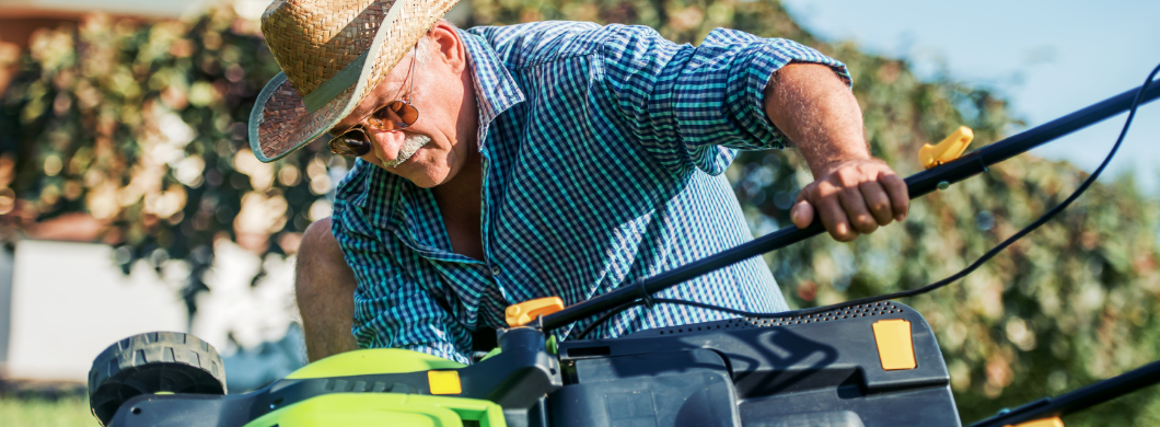 Man using lawnmower